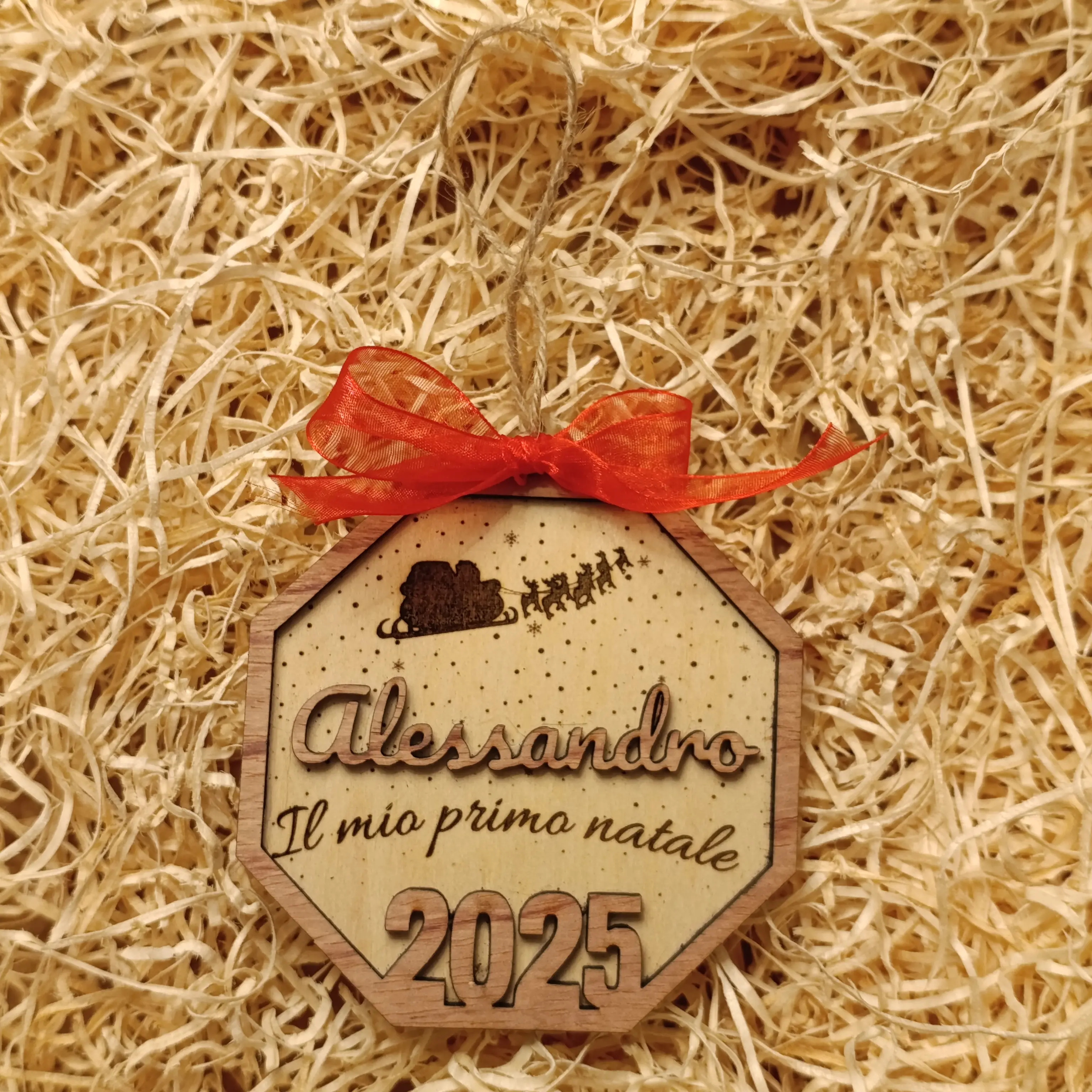 Acquista Pallina di Natale personalizzabile - il mio primo Natale - prodotti artigianali in legno e candele