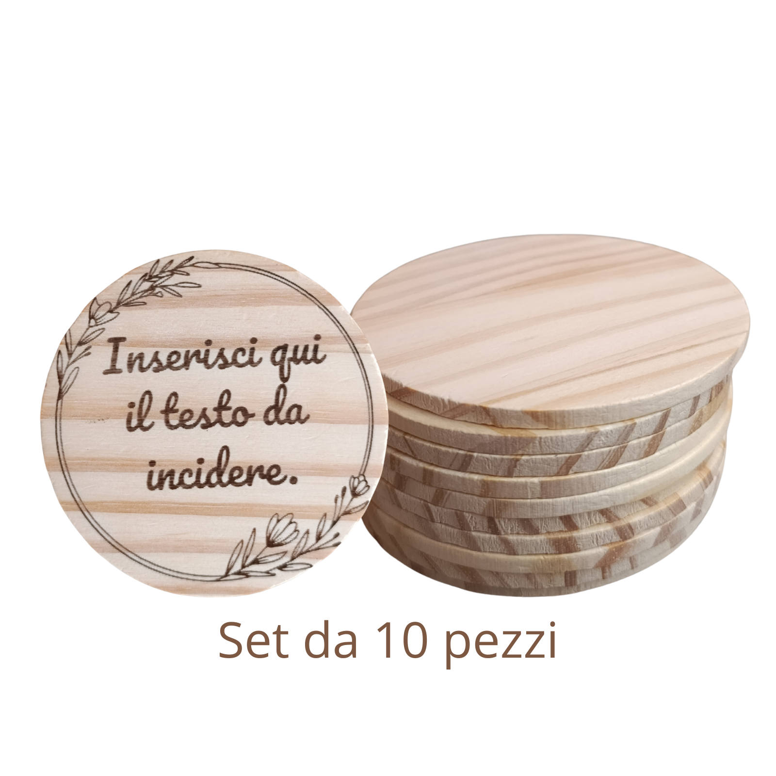 Acquista Sottobicchieri personalizzabili - set da 10 - prodotti artigianali in legno e candele