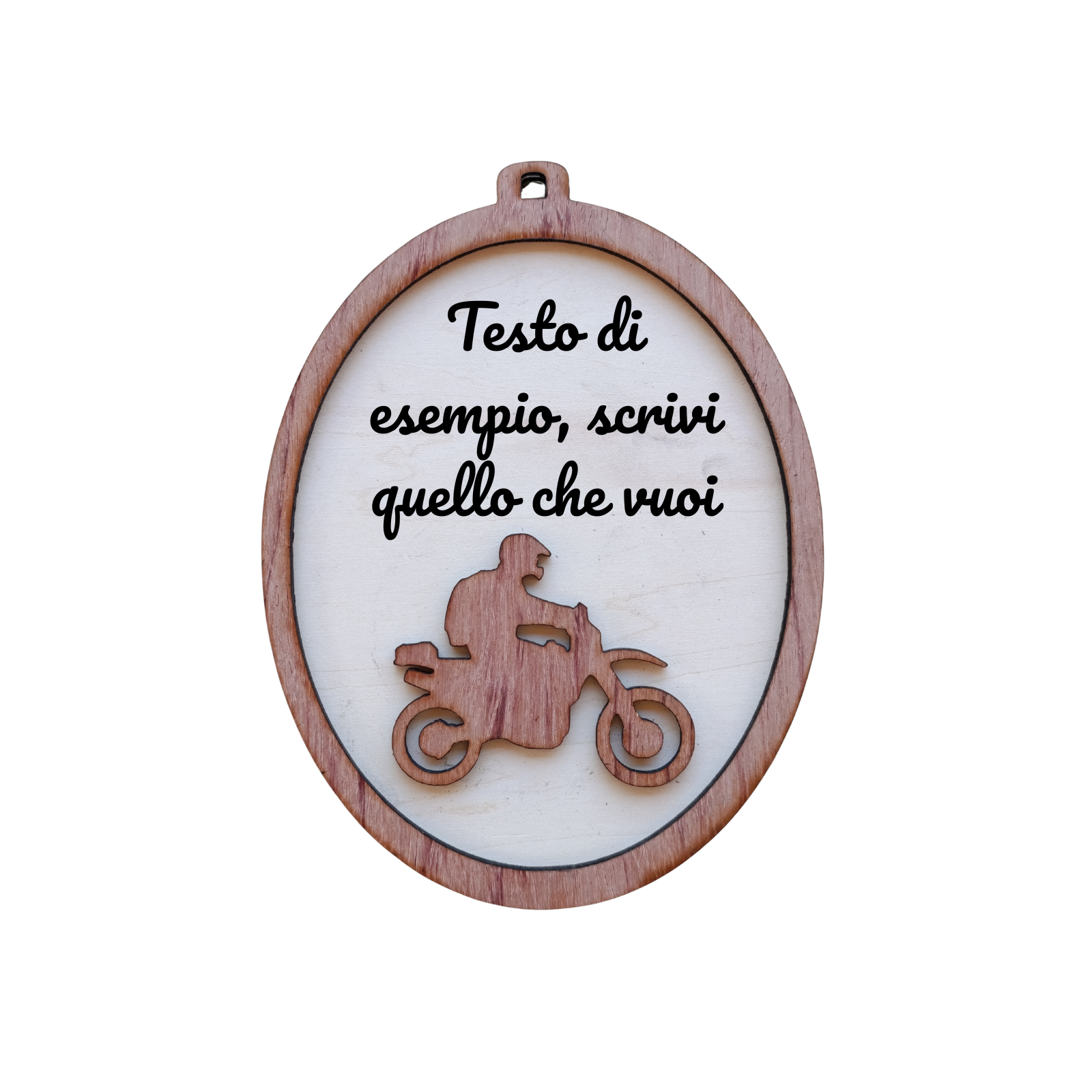 Acquista Targa 2 layer - Ovale - Motociclista - prodotti artigianali in legno e candele