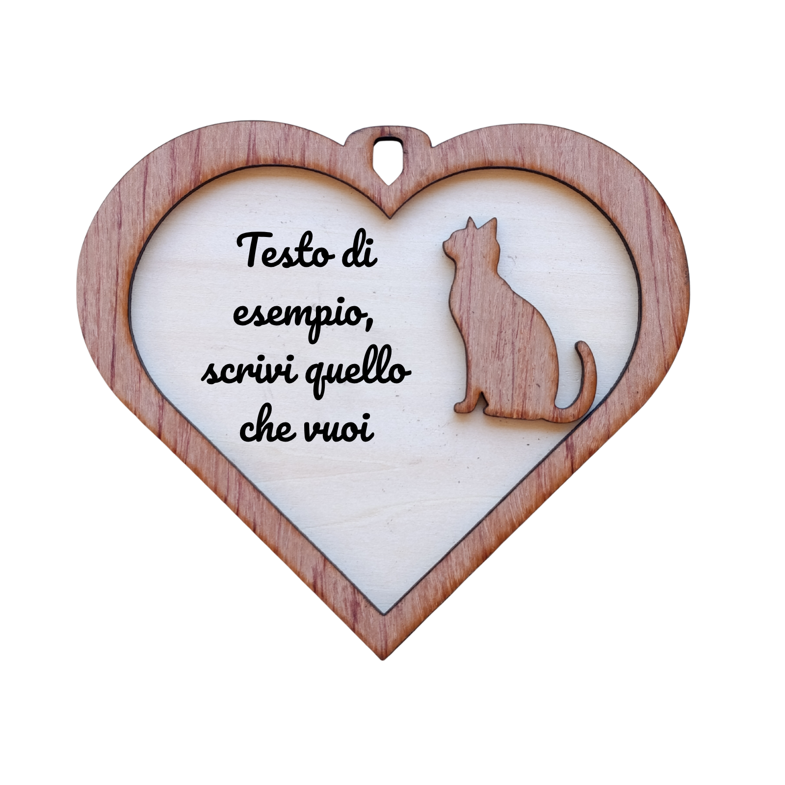 Acquista Targa 2 layer - Cuore - Gatto - prodotti artigianali in legno e candele
