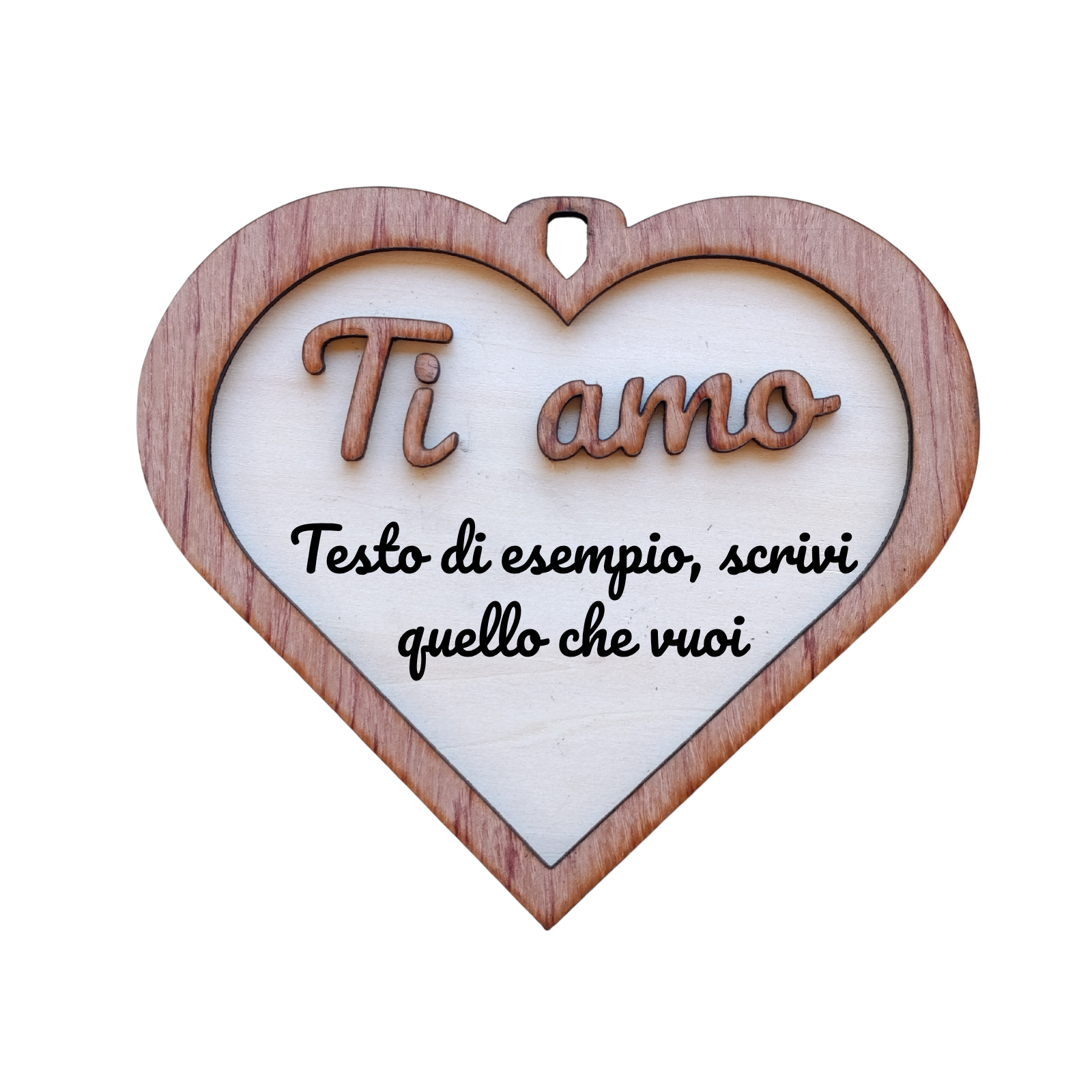 Acquista Targa 2 layer - Cuore - scritta Ti Amo - prodotti artigianali in legno e candele