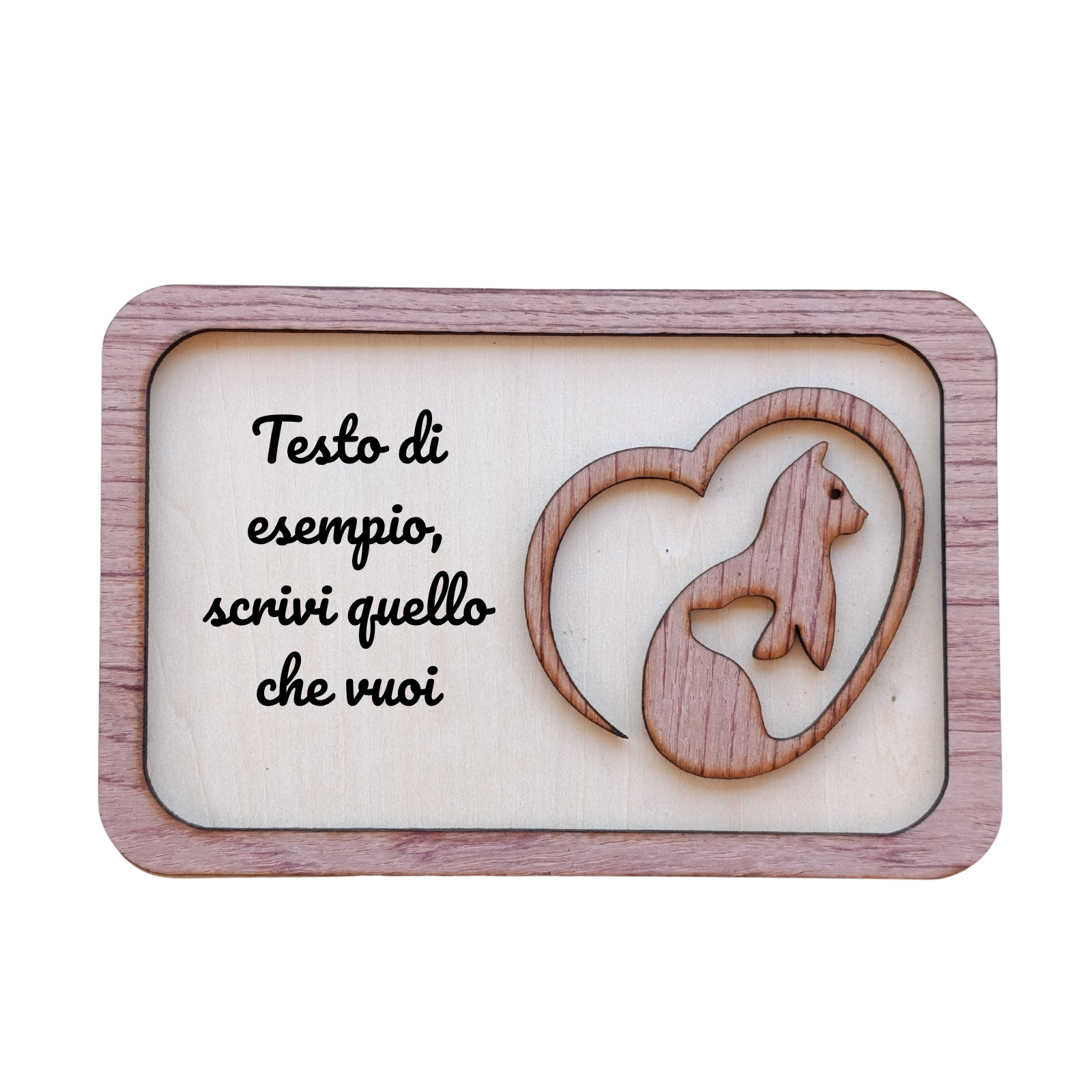 Acquista Targa 2 Layer - Rettangolare - Gatto e Cane - prodotti artigianali in legno e candele