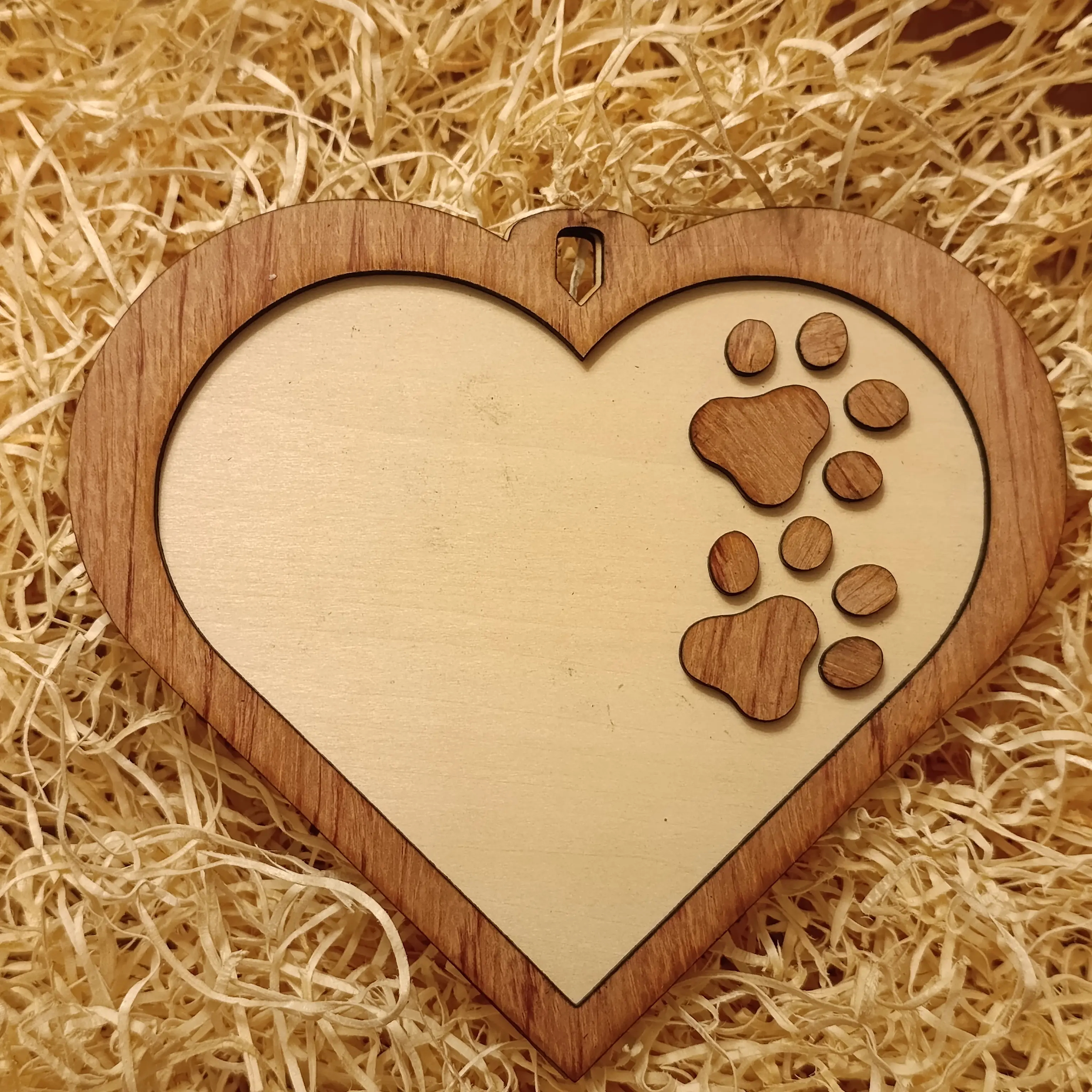 Acquista Targa 2 layer - Cuore - zampette - prodotti artigianali in legno e candele