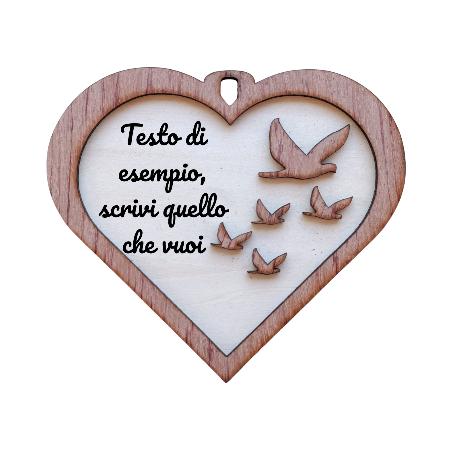Acquista Targa 2 layer - Cuore - Rondini - prodotti artigianali in legno e candele