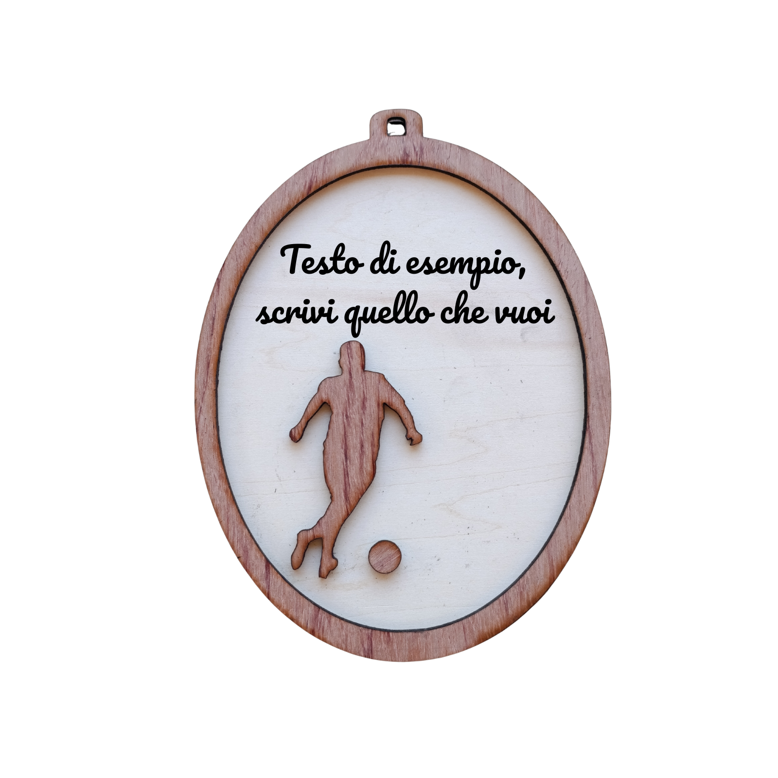 Acquista Targa 2 layer - Ovale - Calciatore - prodotti artigianali in legno e candele