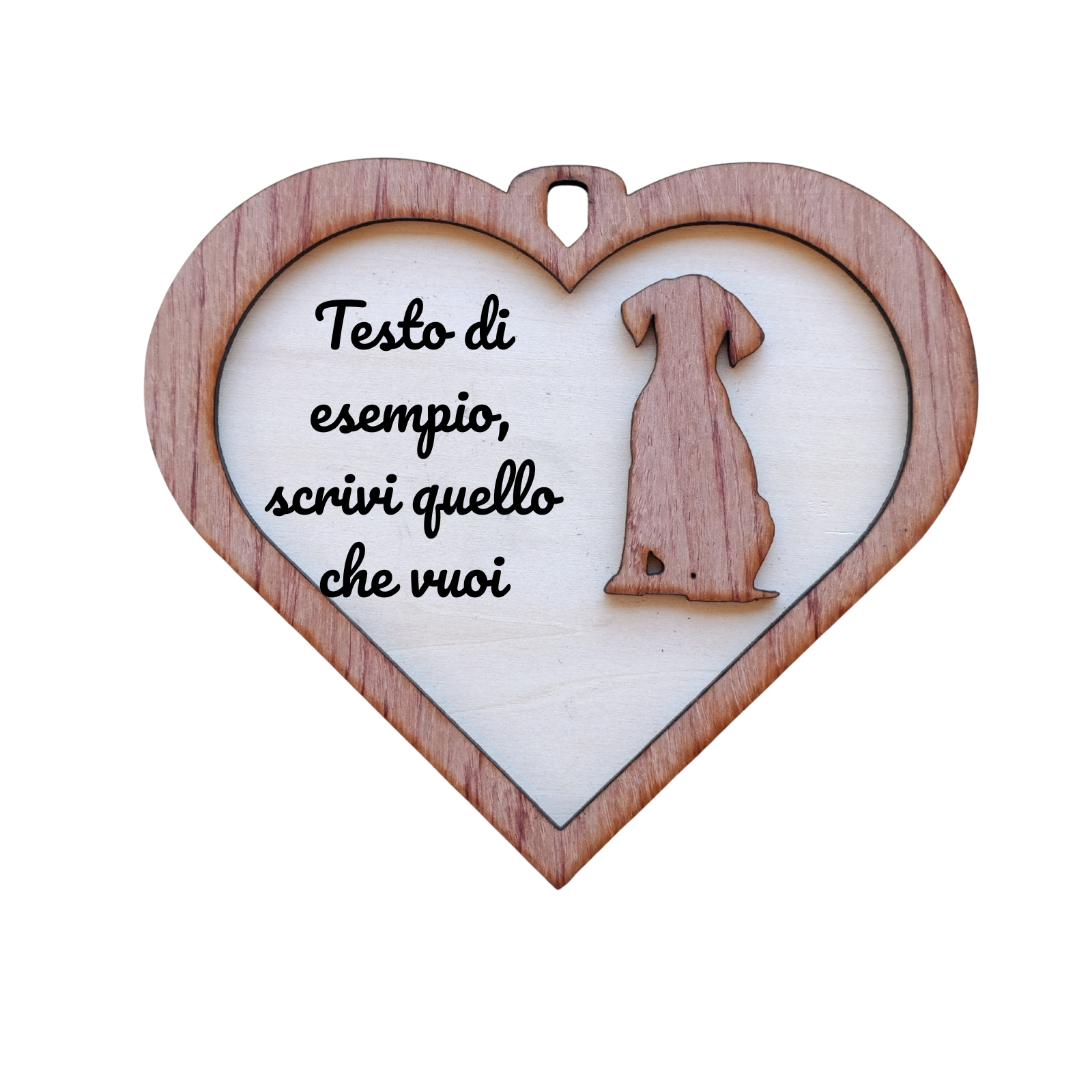 Acquista Targa 2 layer - Cuore - Cane - prodotti artigianali in legno e candele