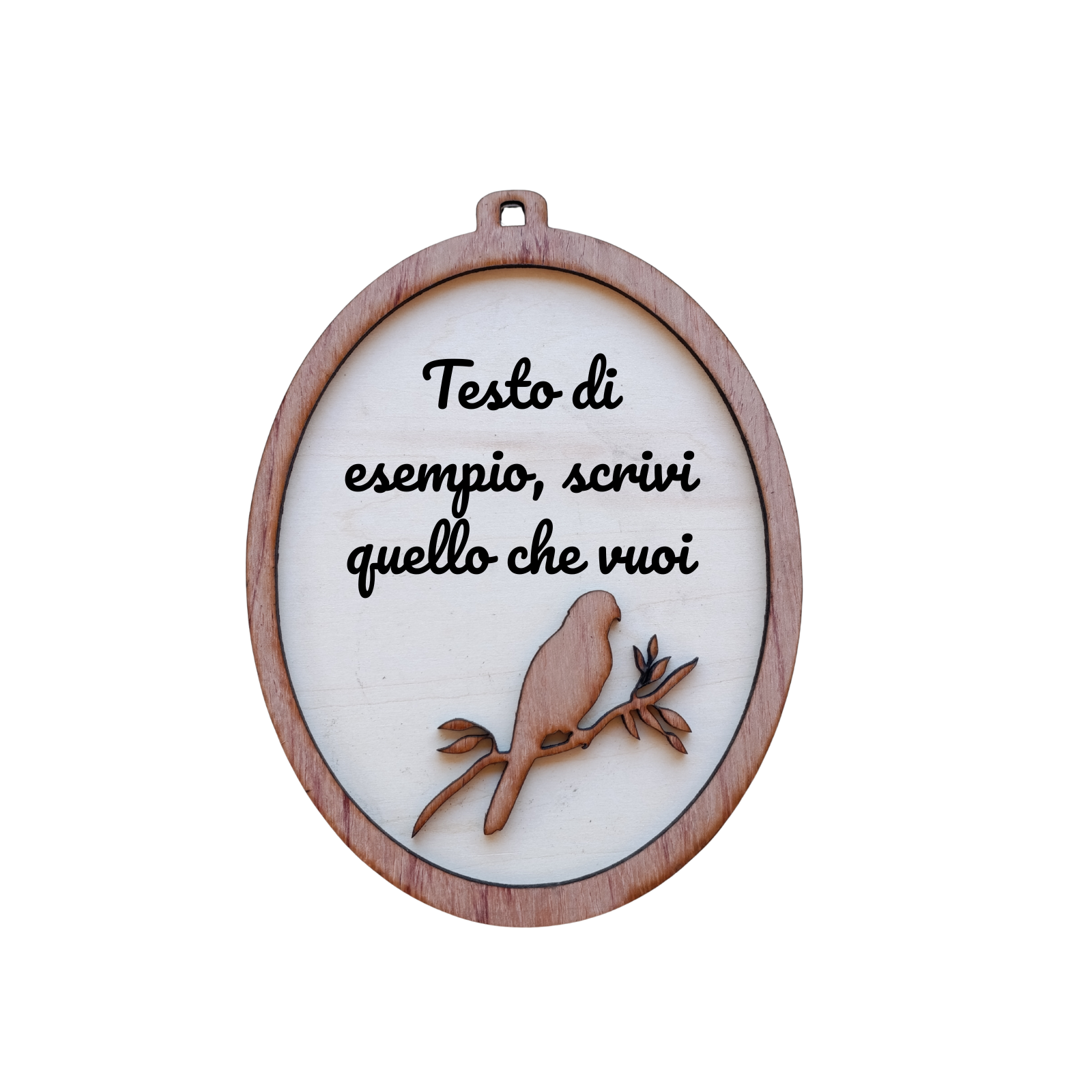 Acquista Targa 2 layer - Ovale - Uccellino - prodotti artigianali in legno e candele