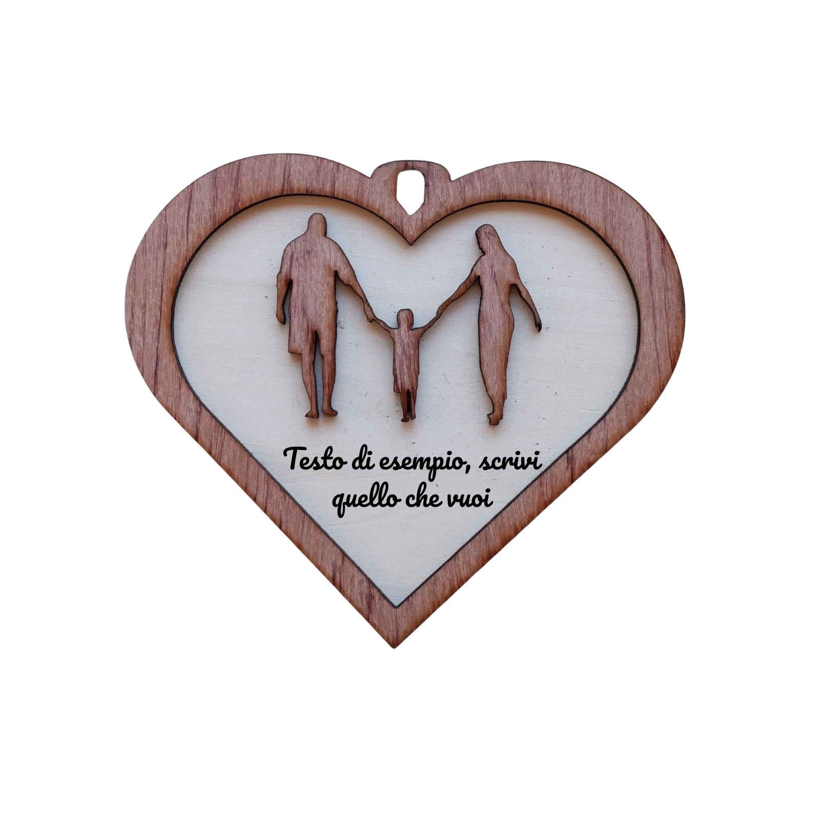 Acquista Targa 2 layer - Cuore- Famiglia - prodotti artigianali in legno e candele