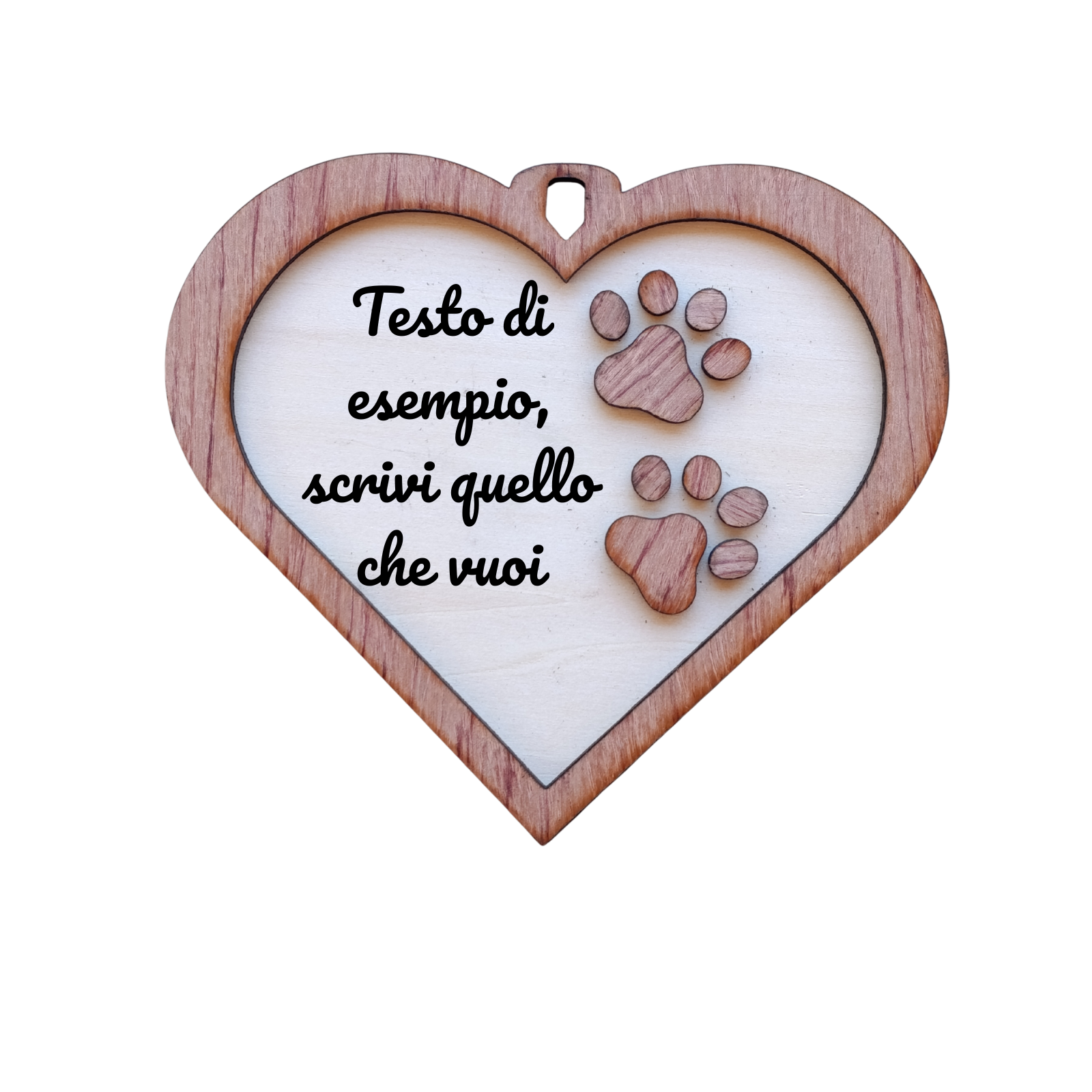 Acquista Targa 2 layer - Cuore - zampette - prodotti artigianali in legno e candele