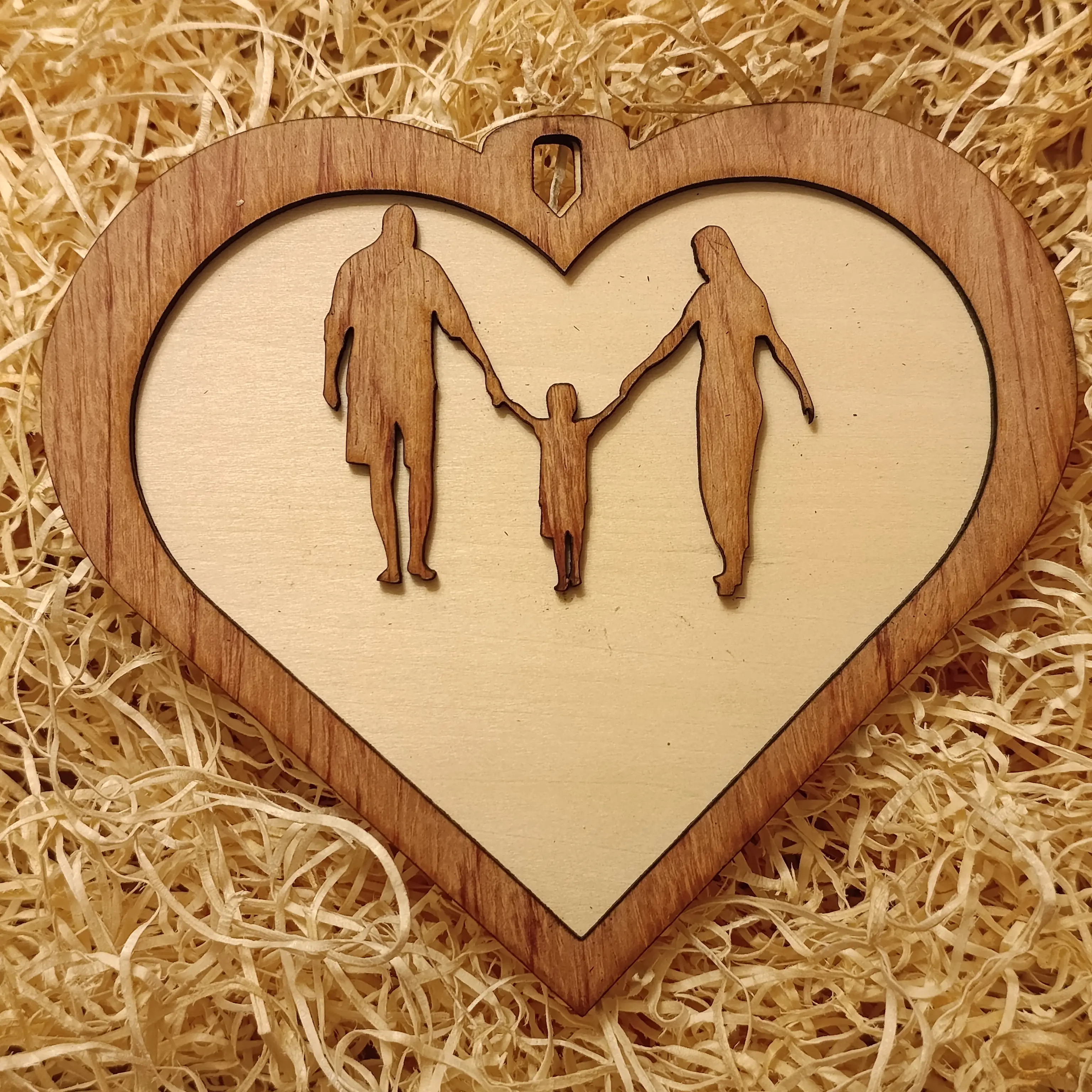 Acquista Targa 2 layer - Cuore- Famiglia - prodotti artigianali in legno e candele