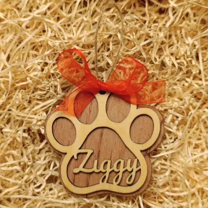 Acquista Pallina di Natale personalizzata - zampa - prodotti artigianali in legno e candele