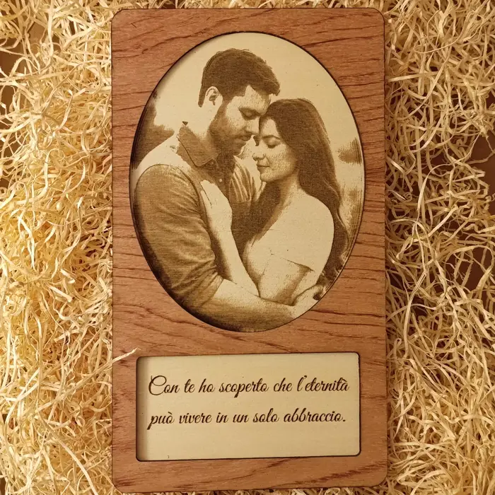 Acquista Targa grande 2 layer - foto e incisione - prodotti artigianali in legno e candele