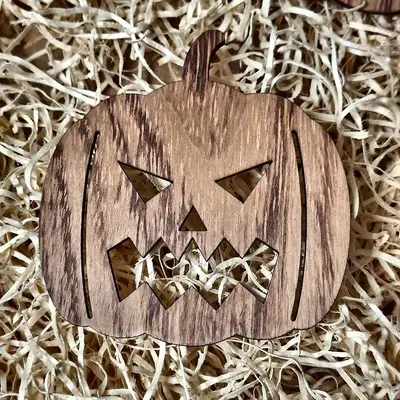 Set 4 Sottobicchieri Halloween a Zucca in Legno di Bubinga
