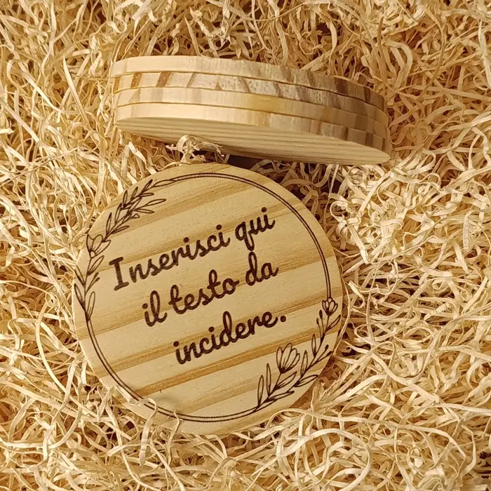 Acquista Sottobicchieri personalizzabili - set da 5 - prodotti artigianali in legno e candele