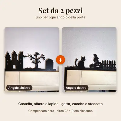 Acquista Decorazione Halloween in Legno per Porta – Set 2 Silhouette Nere, Angolo Sinistro e Destro - Legno ed Emozioni