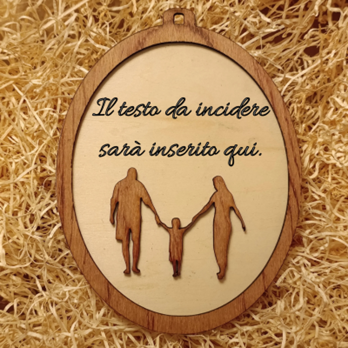 Acquista Targa 2 layer - Ovale - Famiglia - prodotti artigianali in legno e candele