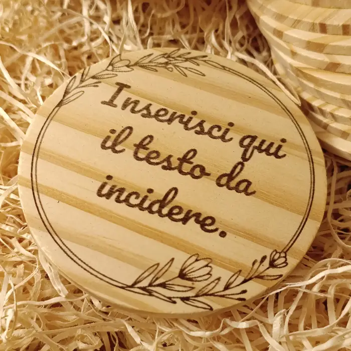 Set di 15 Sottobicchieri in Legno Naturale con Incisione Personalizzata