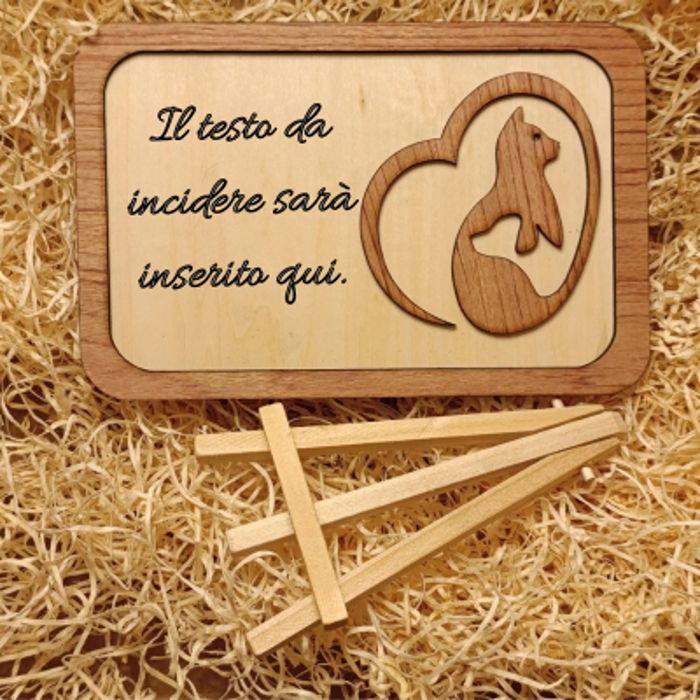 Acquista Targa 2 Layer - Rettangolare - Gatto e Cane - prodotti artigianali in legno e candele