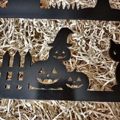 Decorazione Halloween in Legno per Porta – Set 2 Silhouette Nere, Angolo Sinistro e Destro