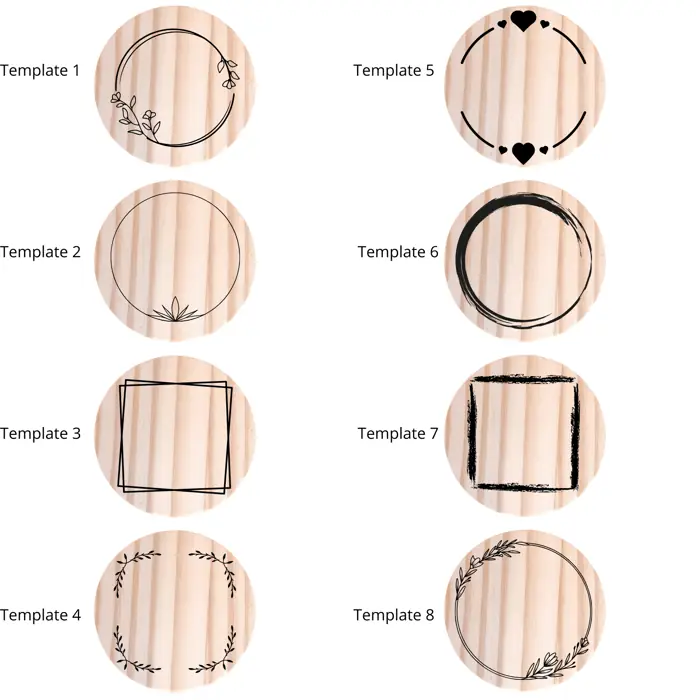 Set di 15 Sottobicchieri in Legno Naturale con Incisione Personalizzata
