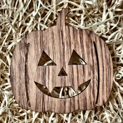 Set 4 Sottobicchieri Halloween a Zucca in Legno di Bubinga