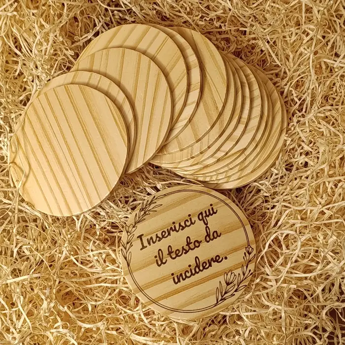 Acquista Sottobicchieri personalizzabili - set da 15 - prodotti artigianali in legno e candele