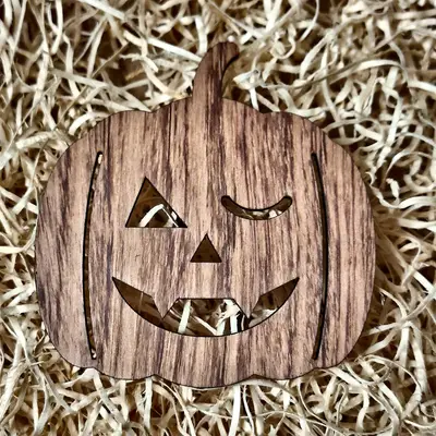 Set 4 Sottobicchieri Halloween a Zucca in Legno di Bubinga